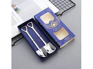 Набор чайных ложек RESTEQ в виде лопаты из нержавеющей стали, 2 шт, серебристые стильные ложки