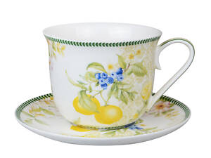 Набір чайна чашка з блюдцем Lefard Лимони 500 мл 924-386 порцеляна