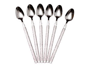 Набір десертних ложок 6 штук з нержавіючої сталі 20 (см) Срібло HP-8-38