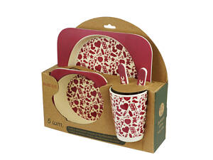 Набір дитячого бамбукового посуду, серця