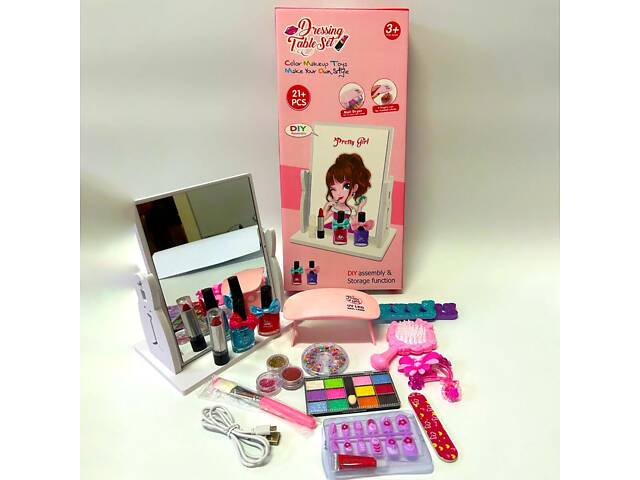 Набор детской косметики с зеркалом и LED-лампа (769-4) 21 элемент, косметика - Фото 2