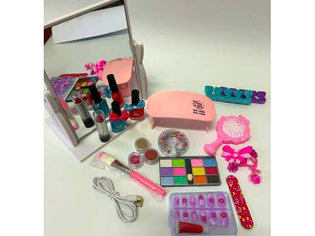 Набор детской косметики с зеркалом и LED-лампа (769-4) 21 элемент, косметика - Фото 4