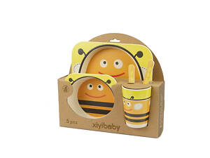 Набір дитячого посуду з бамбукового волокна зі звірятками, 5 шт, бджола