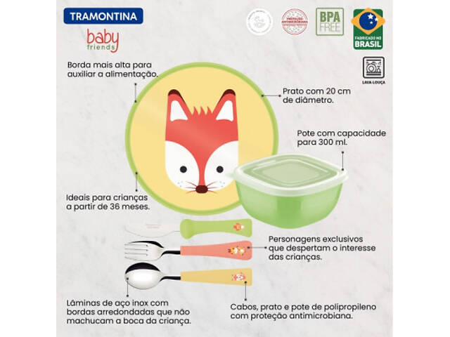 Набір дитячого посуду Tramontina Baby Friends 23797/908 5 предметів (6710900) - Фото 4