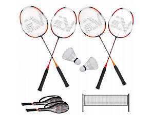 Набір для бадмінтону SportVida Pro 4 шт ракетки + 2 шт волани + сітка SV-SE0003
