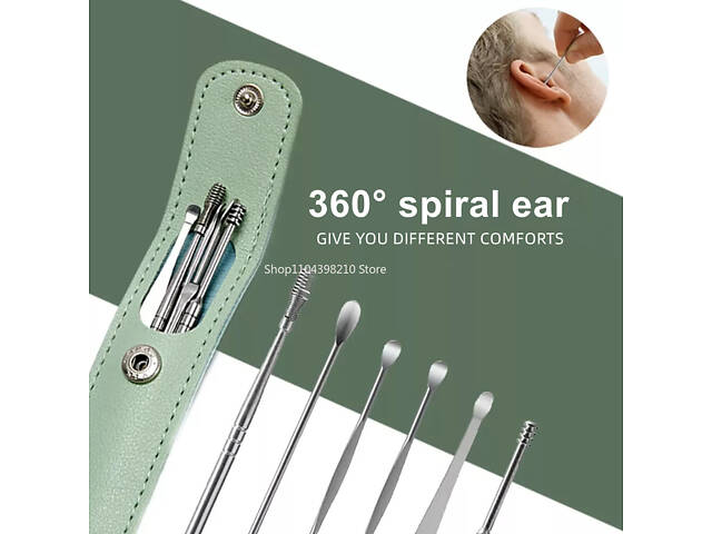 Набір для чищення вух і видалення вушної сірки із 6 інструментів. - Фото 4