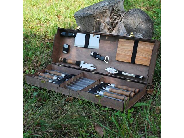 Набір для гриля та барбекю 'Кедр' у кейсі з фанери. - Фото 1