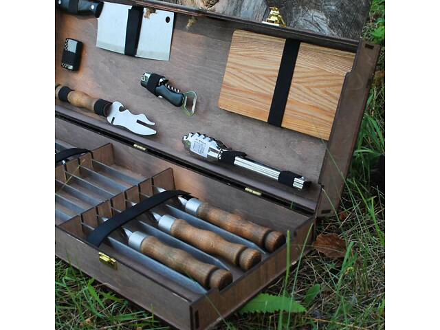 Набір для гриля та барбекю 'Кедр' у кейсі з фанери. - Фото 4