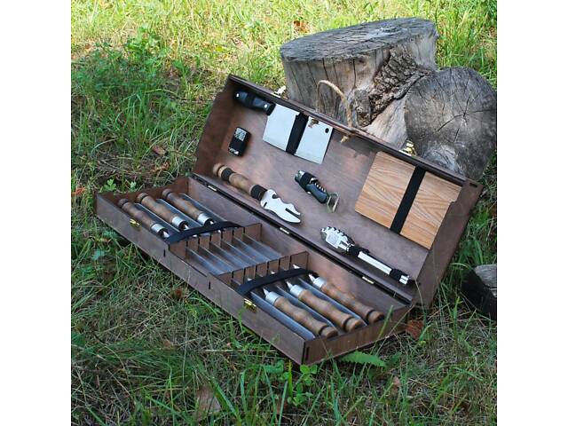 Набір для гриля та барбекю 'Кедр' у кейсі з фанери. - Фото 5