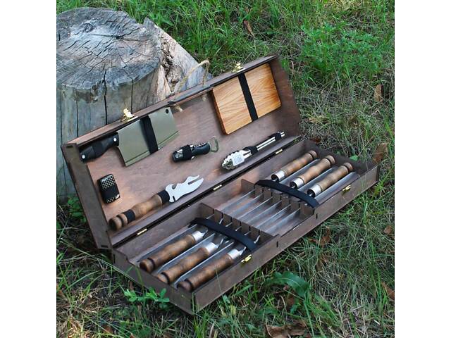 Набір для гриля та барбекю 'Кедр' у кейсі з фанери. - Фото 6