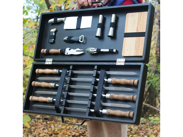 Набір для гриля та барбекю 'Традиційний' у дерев'яному кейсі. - Фото 1