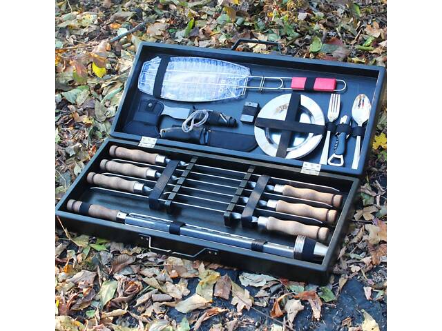 Набір для гриля та барбекю 'Традиційний' у дерев'яному кейсі. - Фото 1