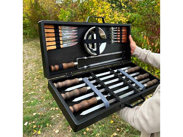 Набір для гриля та барбекю в дерев'яному кейсі 'ПЕРВИЙ' - Фото 1