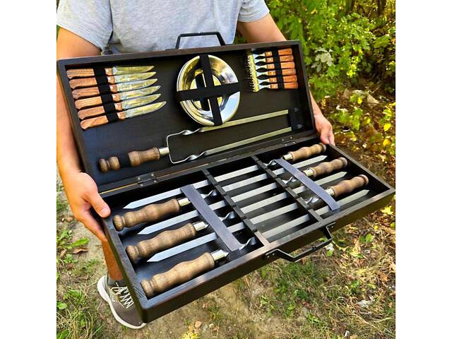 Набір для гриля та барбекю в дерев'яному кейсі 'ПЕРВИЙ' - Фото 4