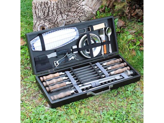 Набір для гриля та барбекю в дерев'яному кейсі 'Буковина' - Фото 1