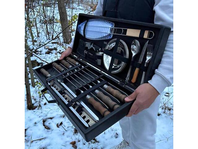 Набір для гриля та барбекю в дерев'яному кейсі 'Буковина' - Фото 8