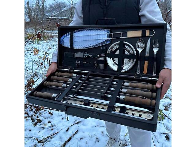 Набір для гриля та барбекю в дерев'яному кейсі 'Буковина' - Фото 9