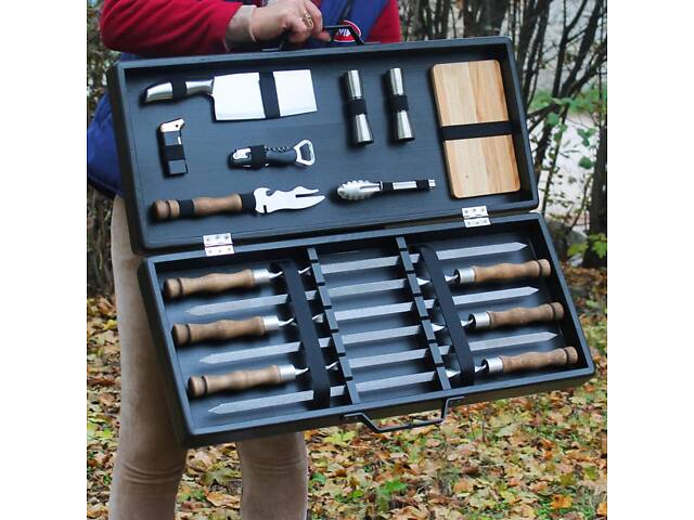 Набір для гриля та барбекю 'Застільний' у дерев'яному кейсі. - Фото 6