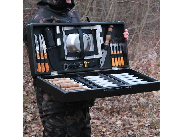 Набір для гриля та барбекю 'Застільний' у дерев'яному кейсі. - Фото 1