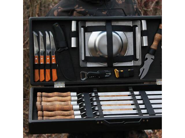 Набір для гриля та барбекю 'Застільний' у дерев'яному кейсі. - Фото 9