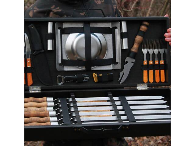 Набір для гриля та барбекю 'Застільний' у дерев'яному кейсі. - Фото 10