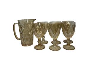 Набор для напитков 7 предметов (6 бокалов + кувшин) янтарный OLens 01-017