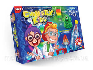 Набір для проведення дослідів з хімії у коробці 8x22x34 см Chemistry kids Danko Toys українською мовою CHK-1
