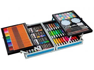 Набор для рисования и творчества No Brand ART set Единорог детский в алюминиевом чемодане 145 предметов для юного художн