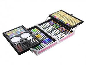 Набор для рисования и творчества No Brand ART set Единорог детский в алюминиевом чемодане 145 предметов для юного художн