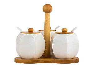 Набір для спецій 4 предмети на бамбуковій підставці 9х9х10 см 118915-007