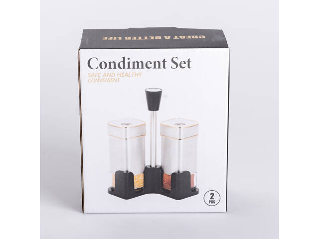 Набір для спецій на підставці 2 баночки для солі та перцю по 120 мл - Фото 6