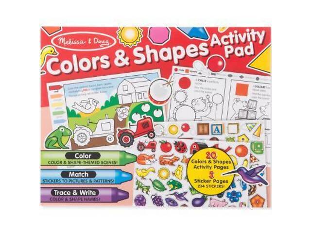 Набір для творчості Melissa&Doug Альбом розмальовок-наліпок Кольори та фігури (MD8564) - Фото 1