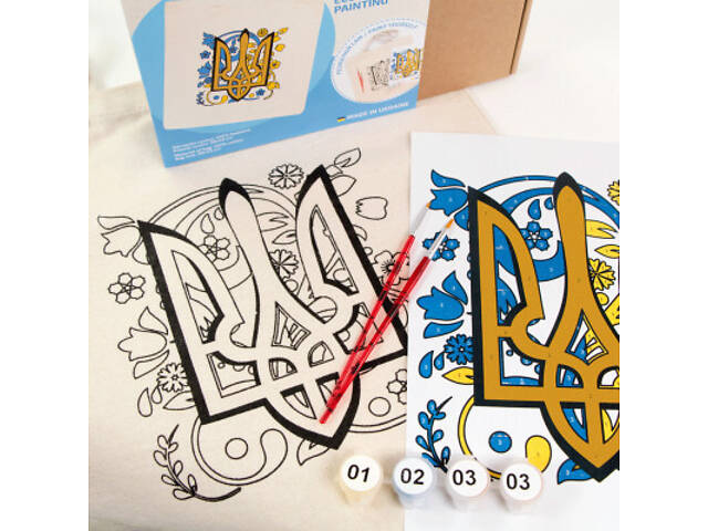 Набір для творчості Rosa Екосумка-розфарбовка Тризуб 38х42см (4823098537847) - Фото 4