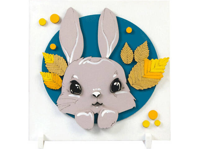 Набір для творчості Rosa Talent Картина 3D Зайчик ДВП ґрунтований 18х18 см (4823098535706) - Фото 1