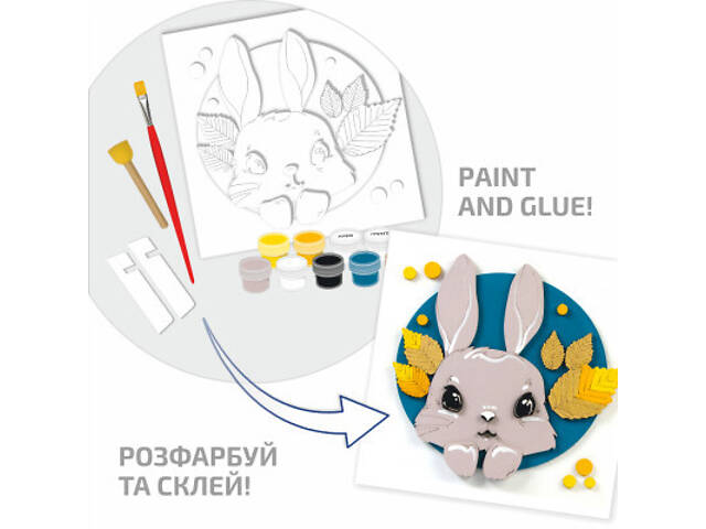 Набір для творчості Rosa Talent Картина 3D Зайчик ДВП ґрунтований 18х18 см (4823098535706) - Фото 3