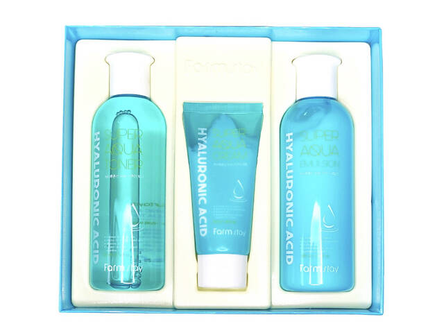 Набор для ухода за кожей на основе гиалуроновой кислоты Farmstay Hyaluronic Acid Super Aqua Skin Care 3 Set (88094269594 - Фото 2