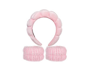 Набор для умывания – косметический обруч (ободок) для волос и напульсники (браслеты) микрофибра