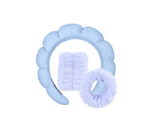 Набор для умывания — обруч на голову и напульсники (браслеты) микрофибра, Голубой