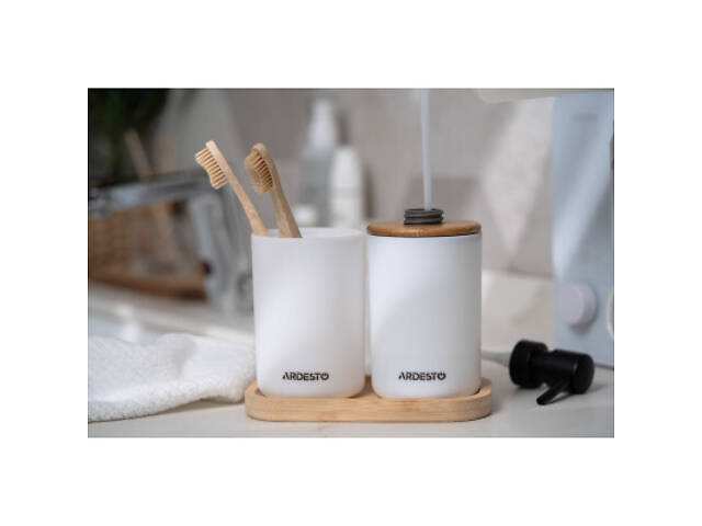 Набір для ванної кімнати Ardesto Minimalism 3 предмети Білий 360 мл (ARHB3110WB) - Фото 6