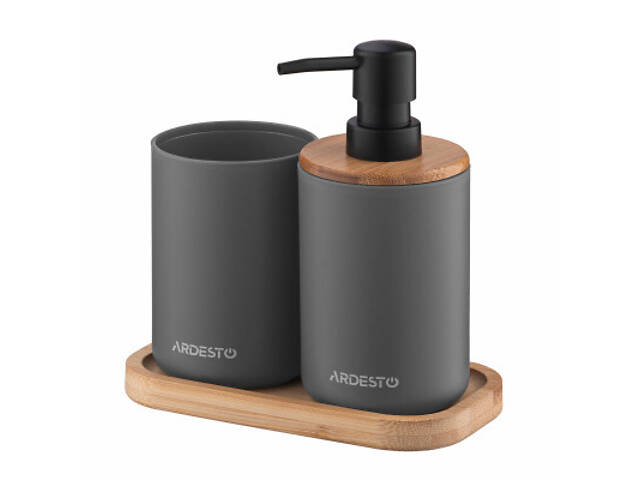 Набір для ванної кімнати Ardesto Minimalism 3 предмети Темно-сірий 360 мл (ARHB3110GB) - Фото 1