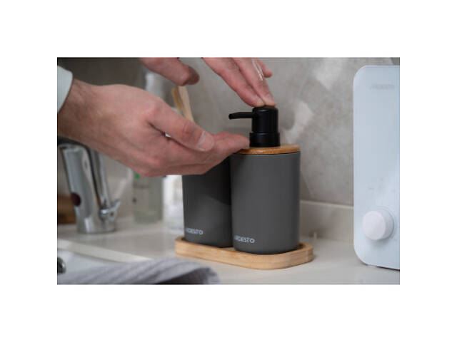 Набір для ванної кімнати Ardesto Minimalism 3 предмети Темно-сірий 360 мл (ARHB3110GB) - Фото 6