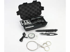 Набор для выживания в лесу, 10 инструментов, герметичный кейс. Набор для экстримального отдыха