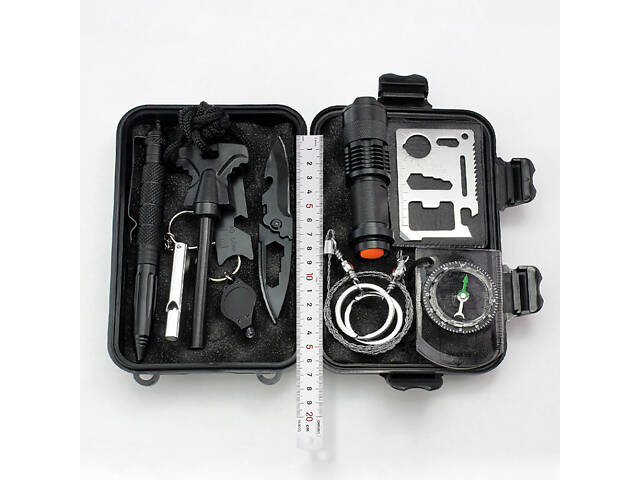 Набор для выживания в лесу, 10 инструментов, герметичный кейс. Набор для экстримального отдыха - Фото 2