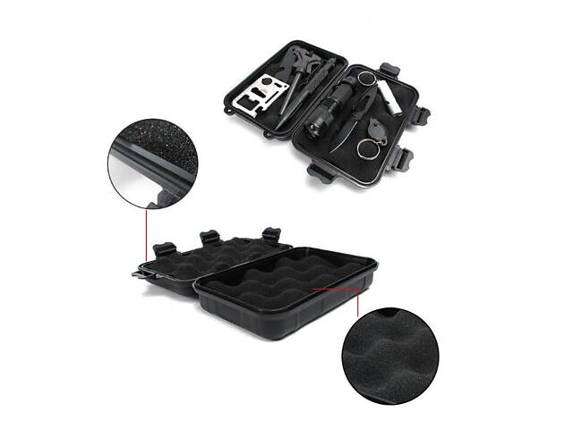 Набор для выживания в лесу, 10 инструментов, герметичный кейс. Набор для экстримального отдыха - Фото 3