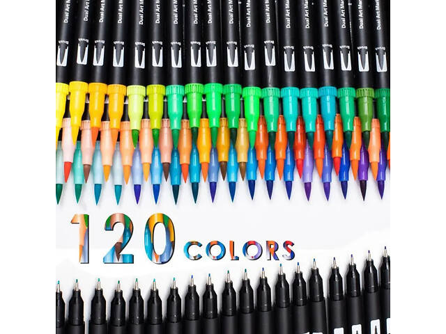 Набор двусторонних маркеров Dual Brush Pens 120 шт в чехле - Фото 3