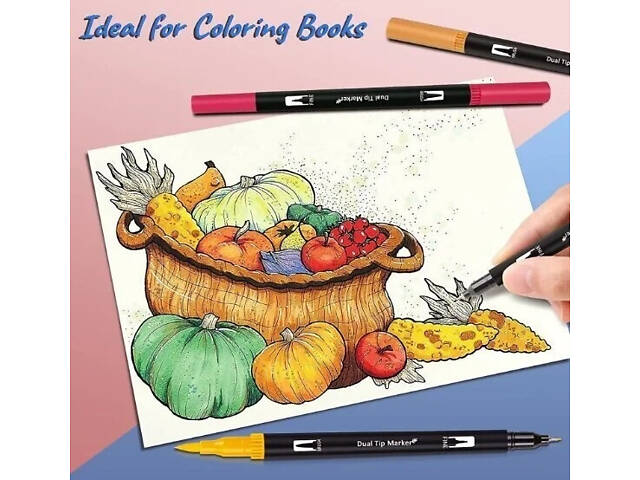 Набор двусторонних маркеров Dual Brush Pens 120 шт в чехле - Фото 8