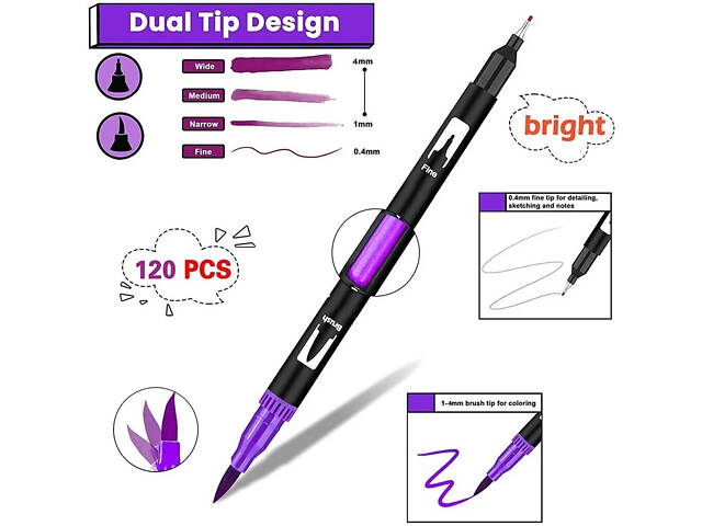 Набор двусторонних маркеров Dual Brush Pens 120 шт в чехле - Фото 10