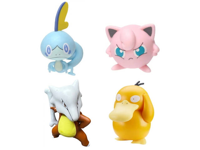 Набір фігурок Покемон 4 в 1 Соббл, Джигліпуф, Псайдак, Маровак 4-9 см - Фото 1
