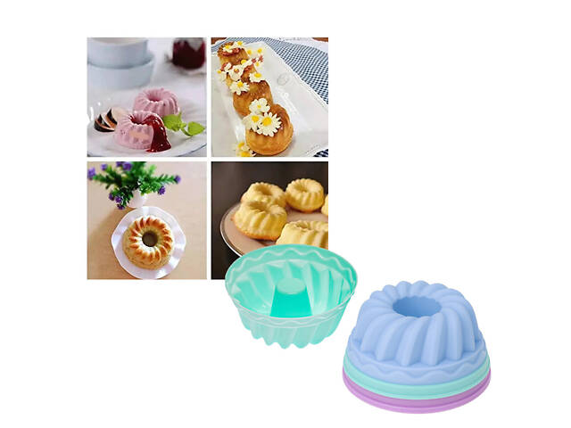 Набір форм силіконових для випікання кексів, мафінів, мінітортиків 6 шт Мікс - Фото 1