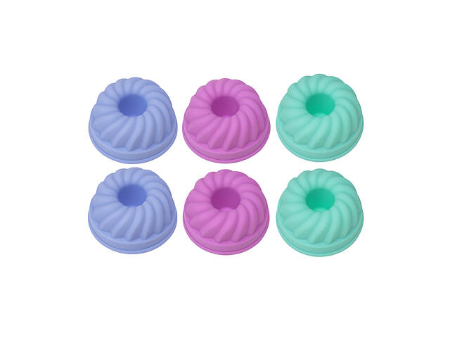 Набір форм силіконових для випікання кексів, мафінів, мінітортиків 6 шт Мікс - Фото 5